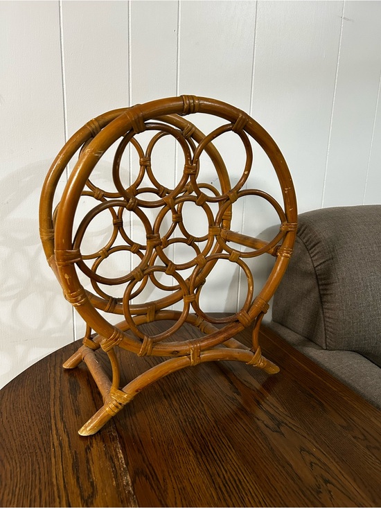 Other - Vintage Rattan Wine Bottle Holder - Golden Brown